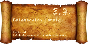 Balassovich Harald névjegykártya